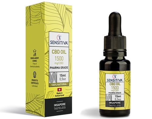 Bottle and pack 15 ml of CBD Oil 10% - Sensitiva