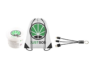 Sieved jar, charging cable, and white bag