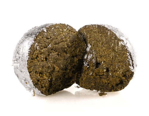 Cross-section of cbd hash with silver covering