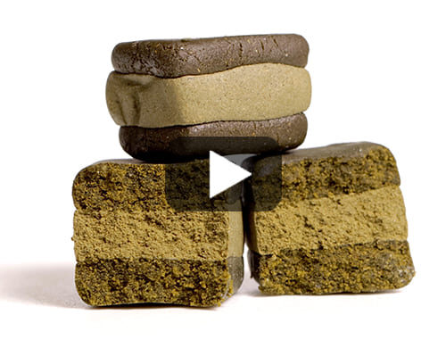 Stack of WAFER CBG CBD hash with multimedia play option