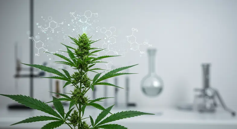 An evocative image of the idea of chemical compounds in cannabis | Justbob