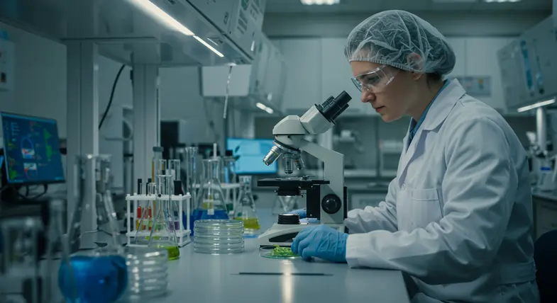 Researcher working in a laboratory on a study about cannabis | Justbob