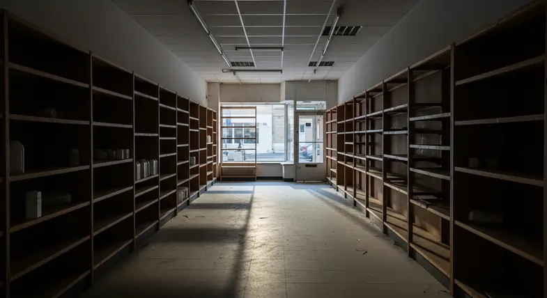 empty-shop View of a closed and abandoned shop to highlight the idea of economic collapse | Justbob